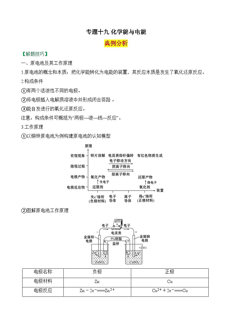 2025届高考化学二轮复习：专题十九 化学能与电能  教案第1页