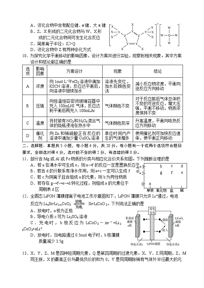 山东省威海市文登区2024-2025学年高三上学期高考第一次模拟考试试题化学+答案第3页