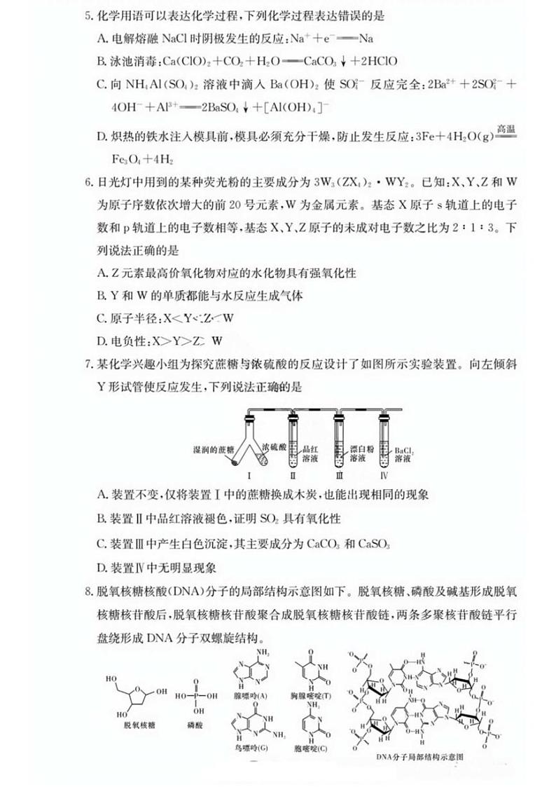 2024～2025学年湖南师大附中高三(上)12月月考试卷四化学试卷(含答案)第2页