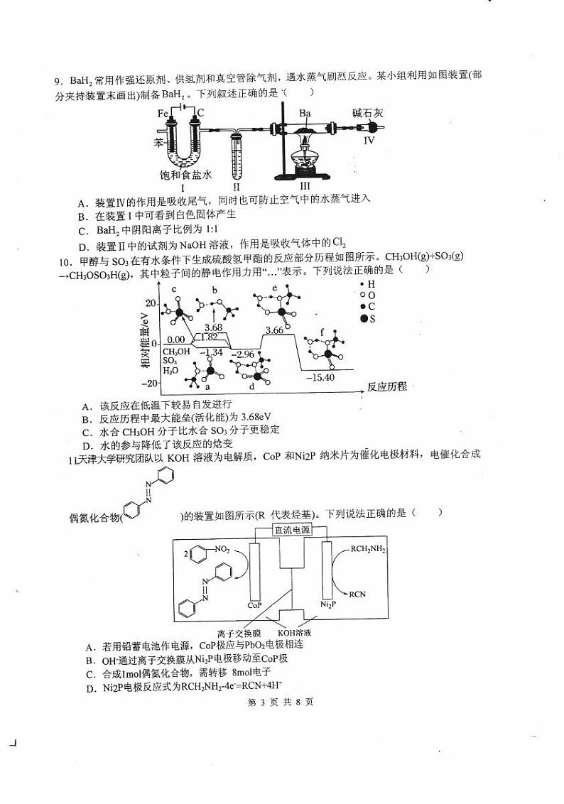四川省绵阳中学2024-2025学年高三上学期12月月考化学试卷（PDF版附答案）第3页