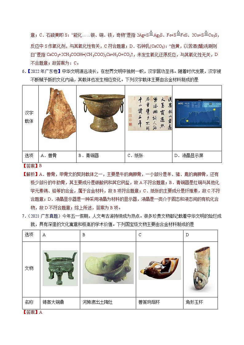 专题04  化学与传统文化（解析卷）第3页