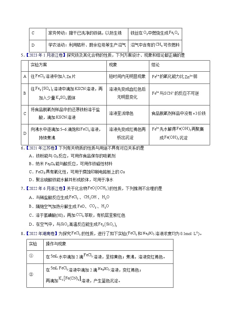 专题20  铁及其化合物（原卷卷）第2页