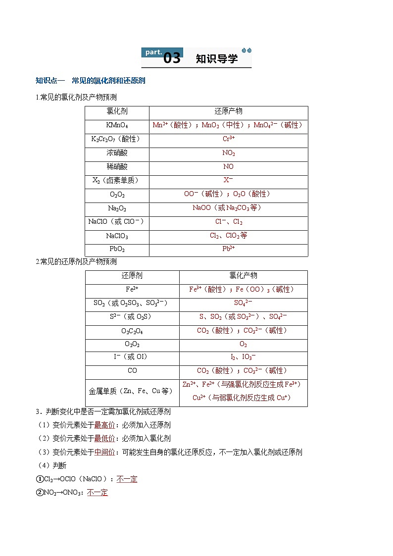 高中化学同步讲义（人教版必修第一册）1.3.2 氧化还原反应（氧化剂与还原剂 氧化还原反应规律）（教师版）第2页