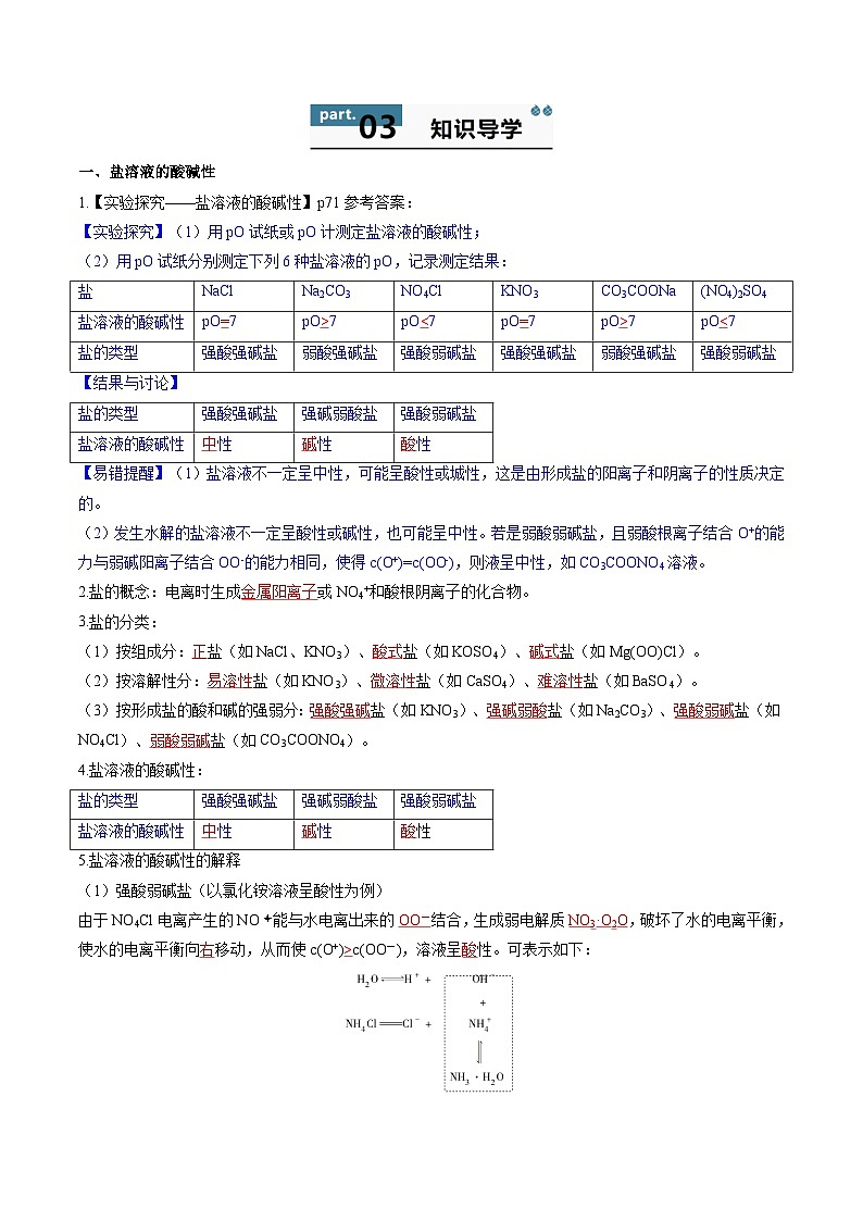 高中化学同步讲义（人教版选择性必修第一册）3.3.1盐类的水解及其规律（教师版）第2页
