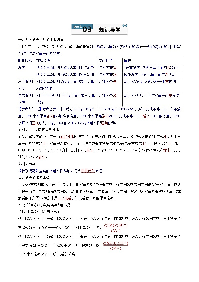 高中化学同步讲义（人教版选择性必修第一册）3.3.2影响盐类水解的主要因素水解常数及盐类水解的应用（教师版）第2页