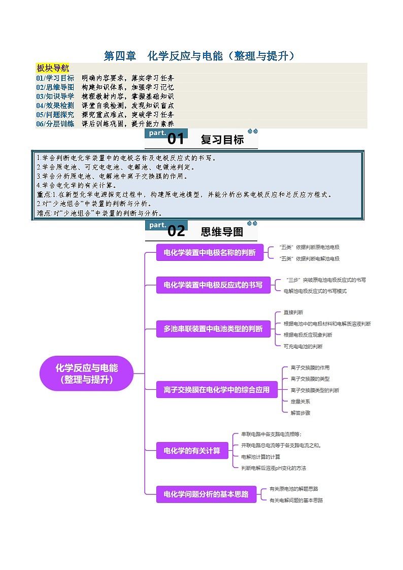 高中化学同步讲义（人教版选择性必修第一册）4.4第四章化学反应与电能（单元复习）（教师版）第1页