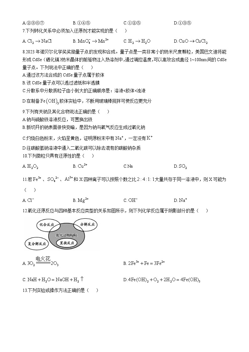 广东省茂名市化州市2024-2025学年高一上学期11月期中考试化学试题（Word版附解析）第2页