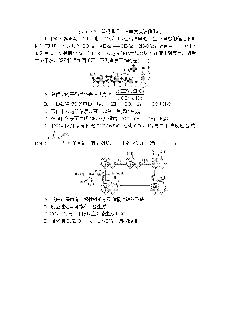 拉分点2　微观机理　多角度认识催化剂　（含答案）-2025高考化学二轮复习 增分练　拉分点突破第1页