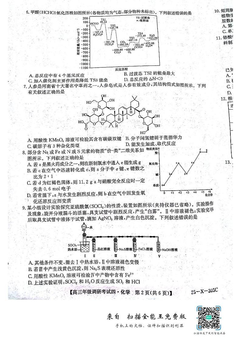 2025届TOP二十名校高三上学期调研考试化学试题第2页