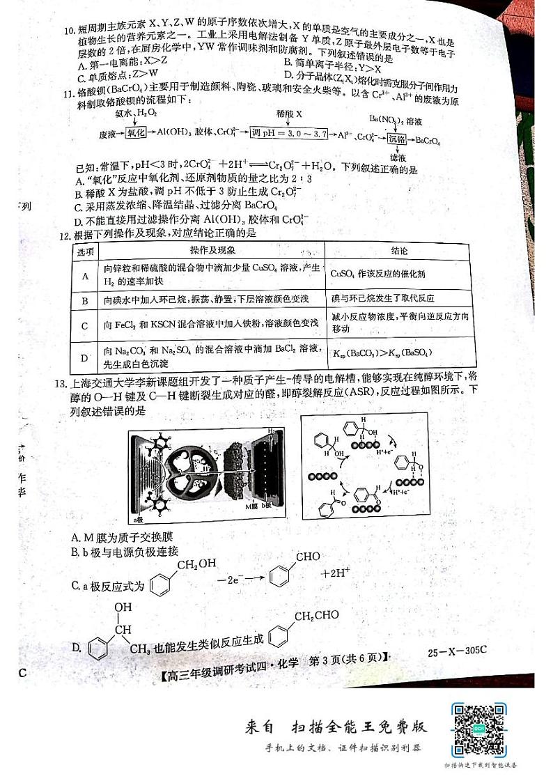 2025届TOP二十名校高三上学期调研考试化学试题第3页