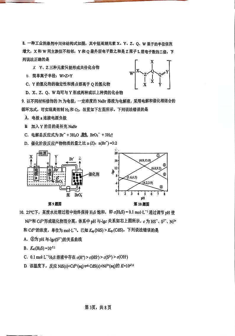 福建省厦门第一中学2024-2025学年高三上学期第二次月考 化学试题第3页