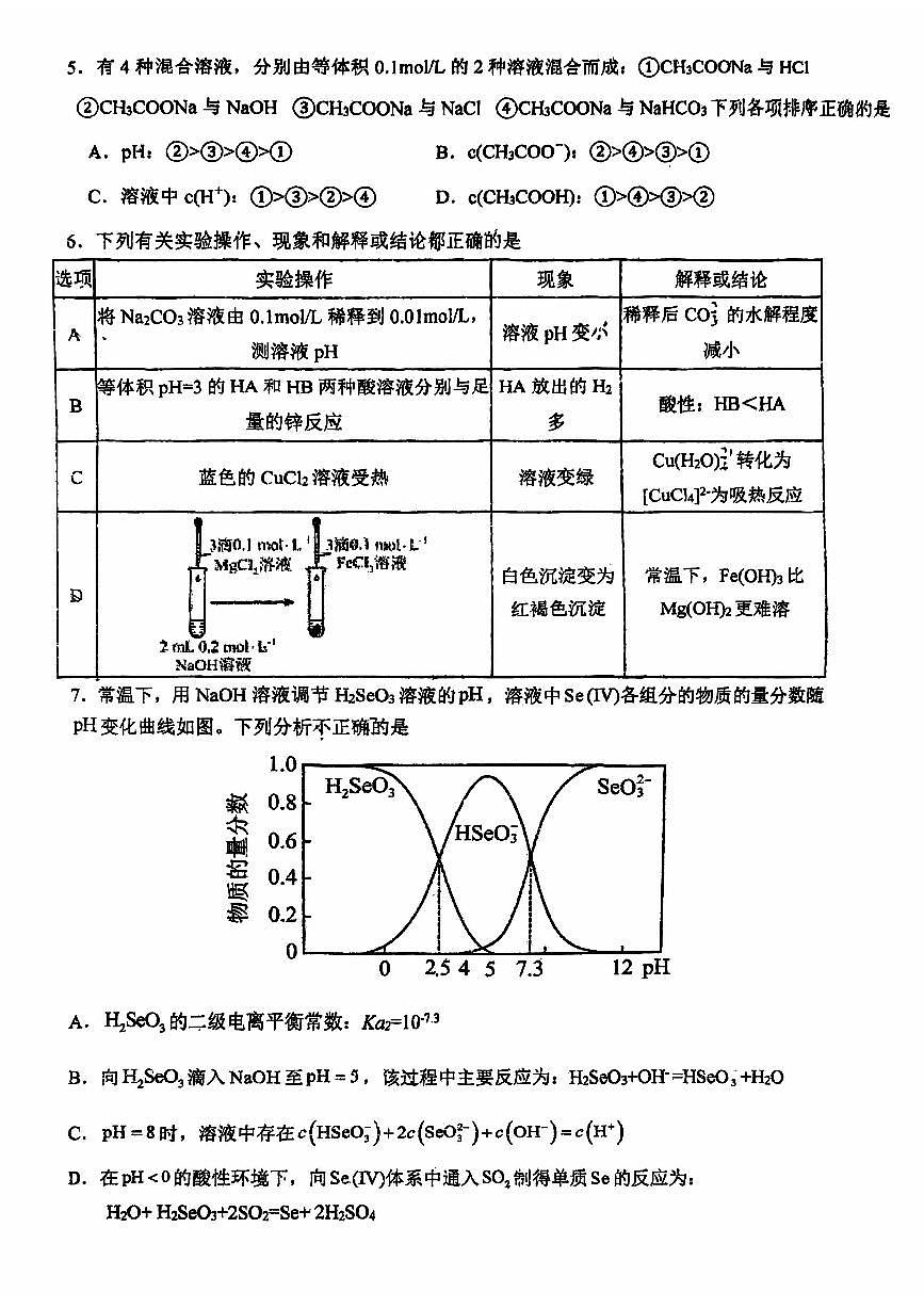 2024北京北师大二附中高二（上）12月月考化学试卷第2页