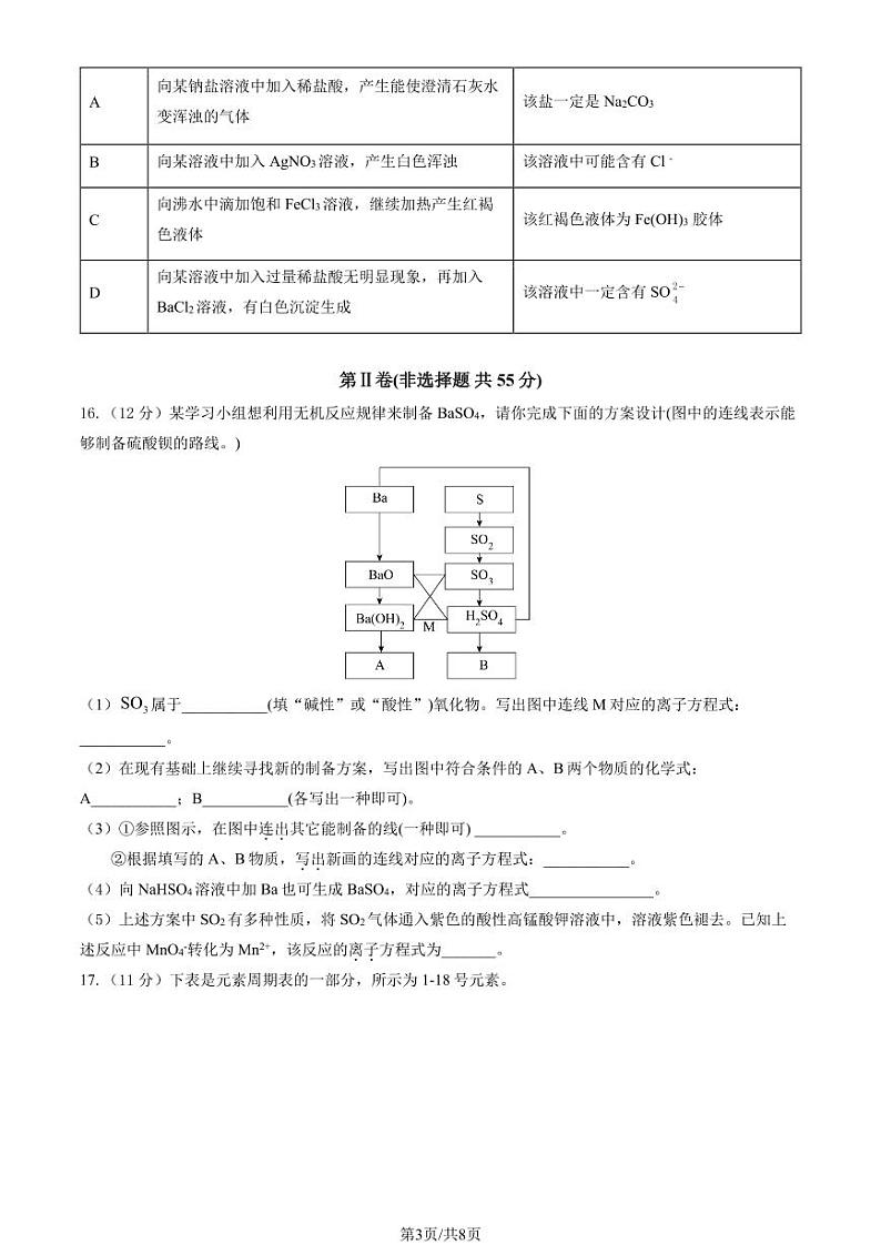 2024北京大兴一中高一（上）10月月考化学试卷（教师版）第3页