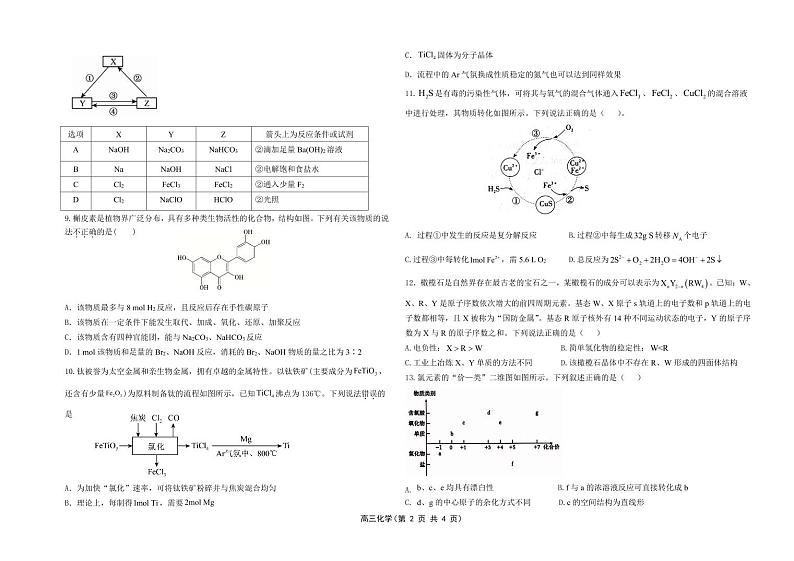 高三第二次月考化学试卷第2页