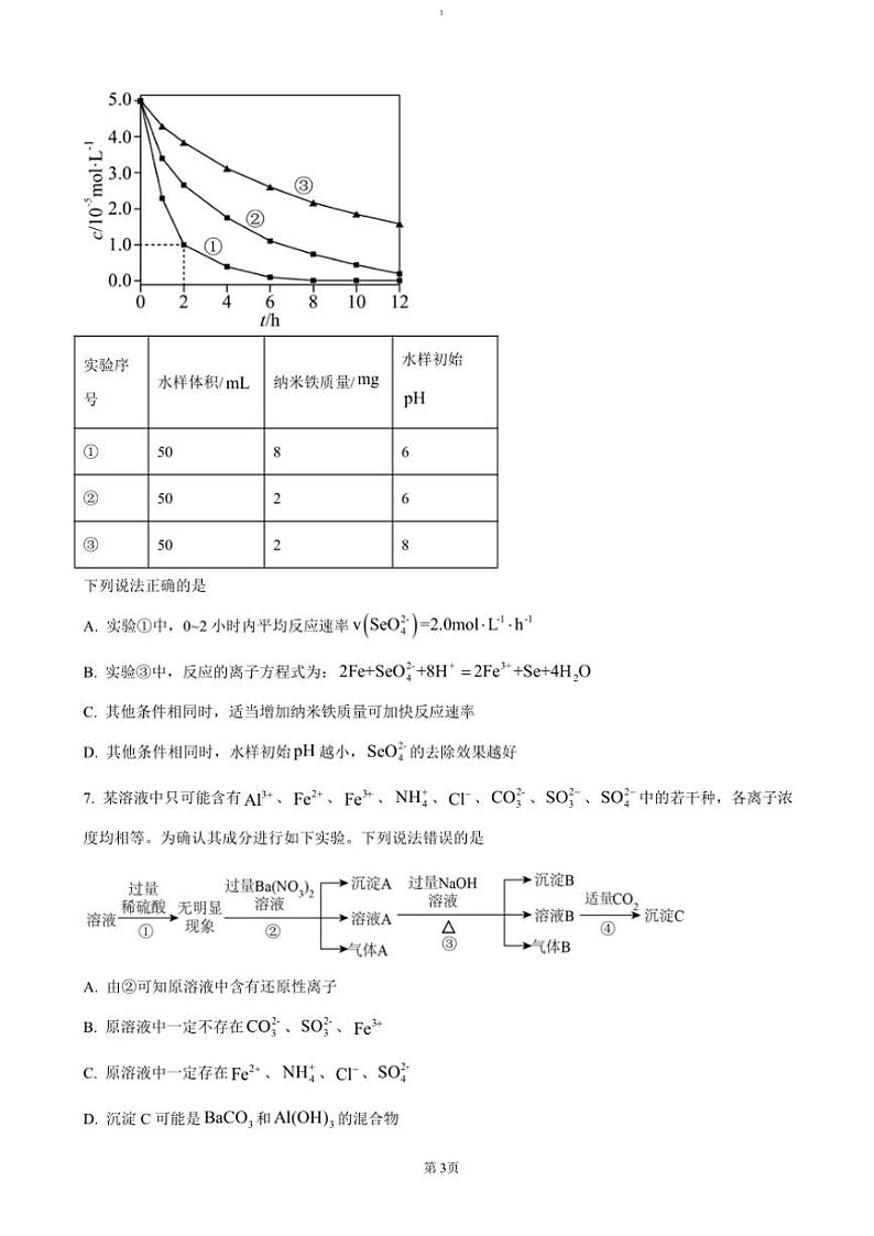 2024～2025学年安徽省合肥市一六八中学高二(上)限时作业化学试卷(含答案)第3页