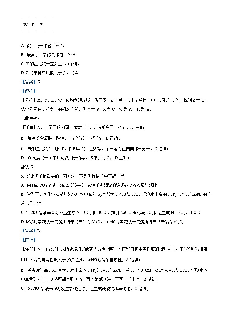 四川省广安市友谊中学2024-2025学年高二上学期 期中考试化学试卷 Word版含解析第3页