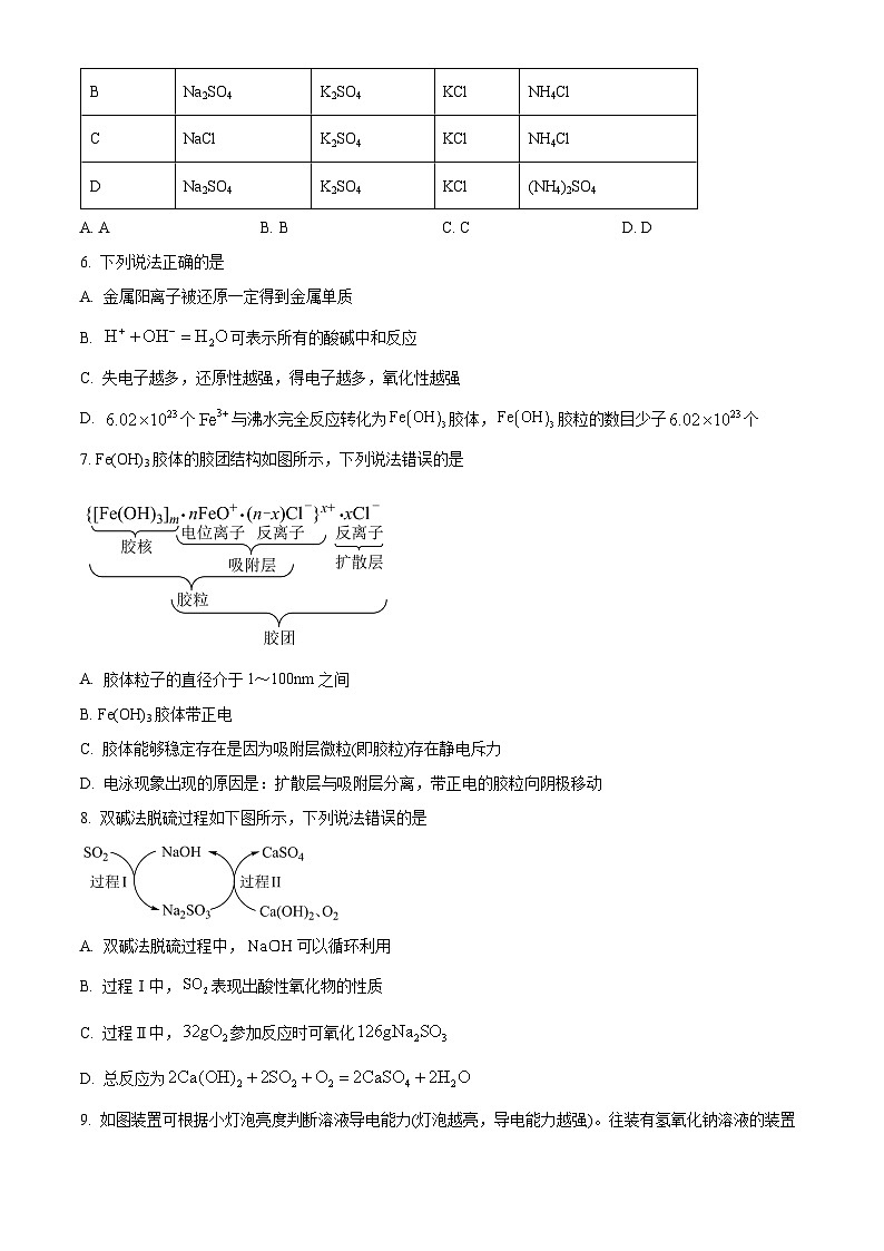 四川省内江市第二中学2024-2025学年高一上学期11月期中考试  化学试题 Word版无答案第2页