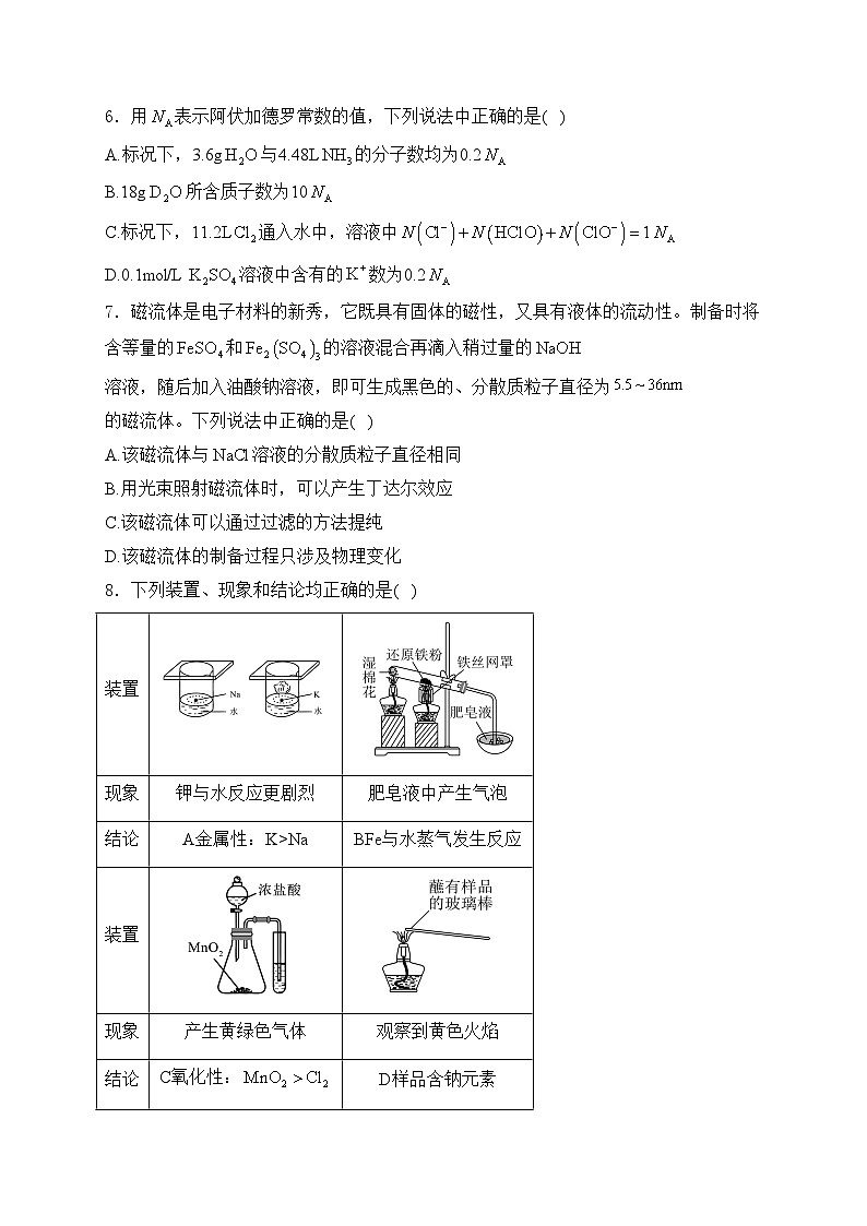 四川省绵阳南山中学2024-2025学年高一上学期12月月考化学试卷(含答案)第2页