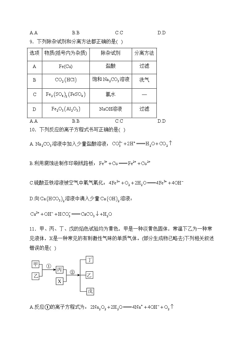 四川省绵阳南山中学2024-2025学年高一上学期12月月考化学试卷(含答案)第3页