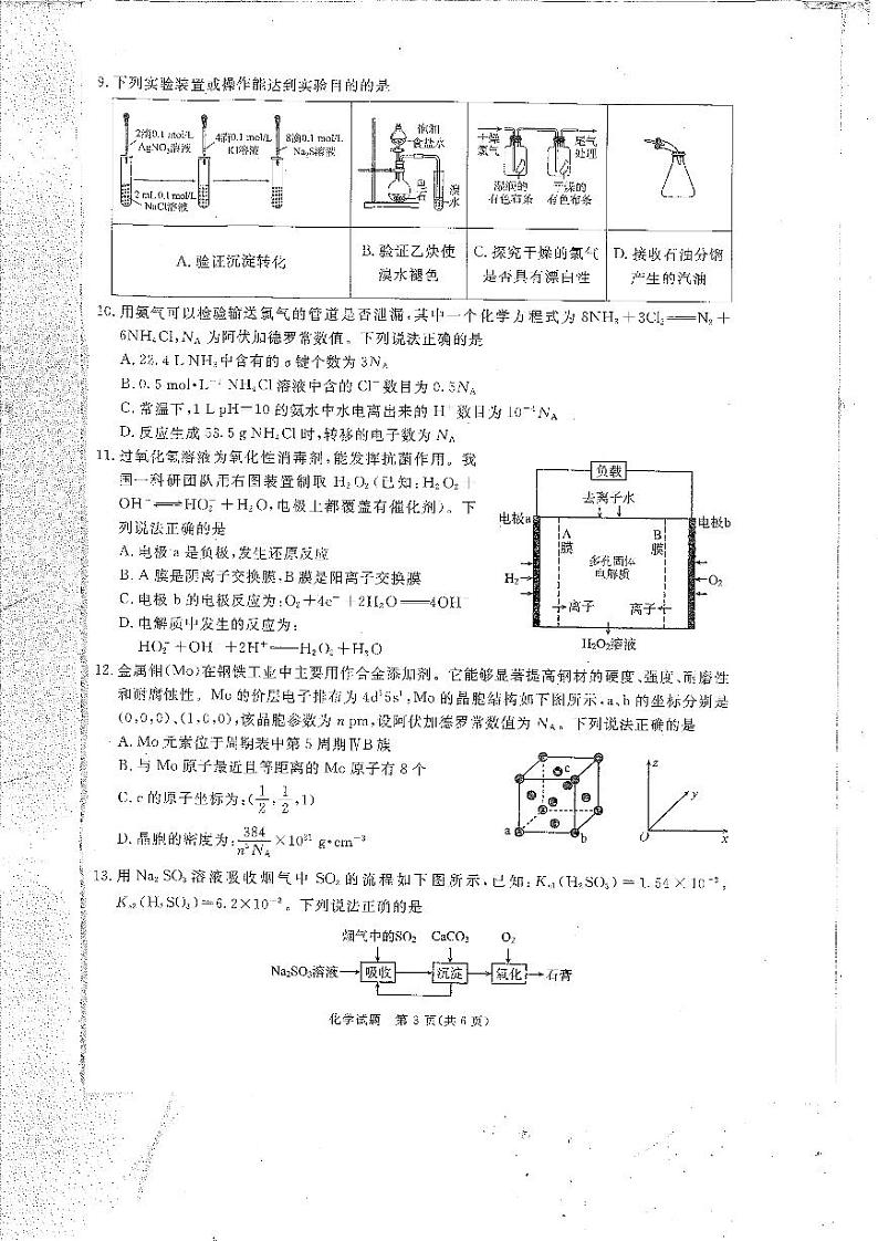 四川省雅安等8市2024-2025学年高三上学期（12月）第一次诊断性考试化学试卷第2页