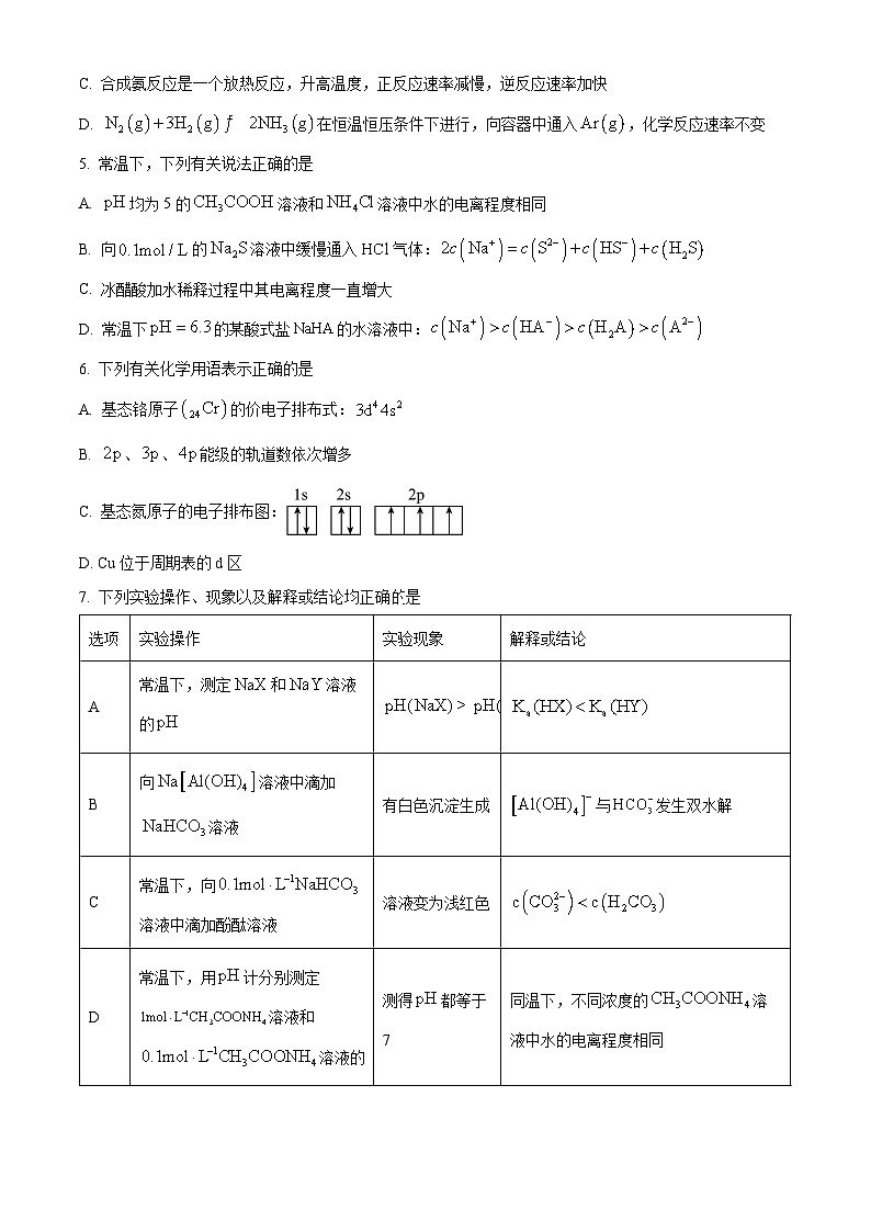 精品解析：四川省德阳市什邡中学2024-2025学年高二上学期12月期中考试 化学试题（原卷版）第2页