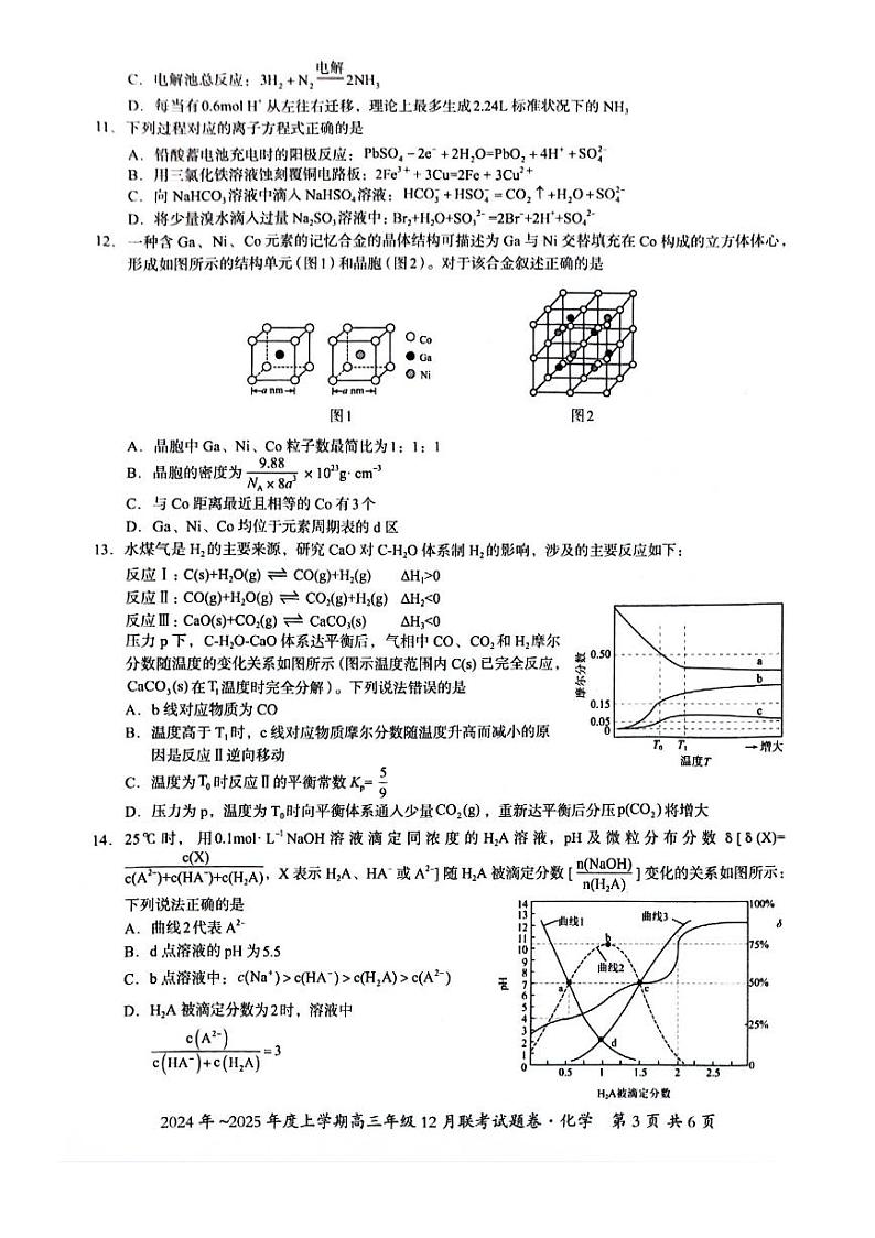 广西壮族自治区邕衡教育 名校联盟2025届高三上学期12月考-化学试卷+答案第3页