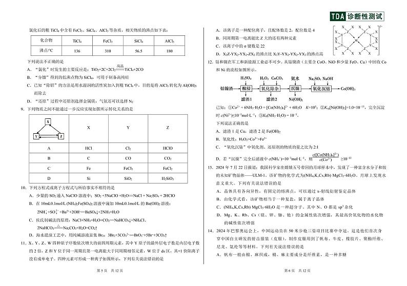 2025中学生标准学术能力诊断性测试高三上学期12月月考试题化学PDF版含答案第3页