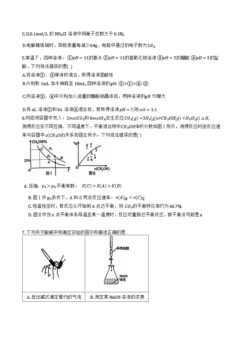 2024年宝坻一中高二12月月考——化学试卷第2页