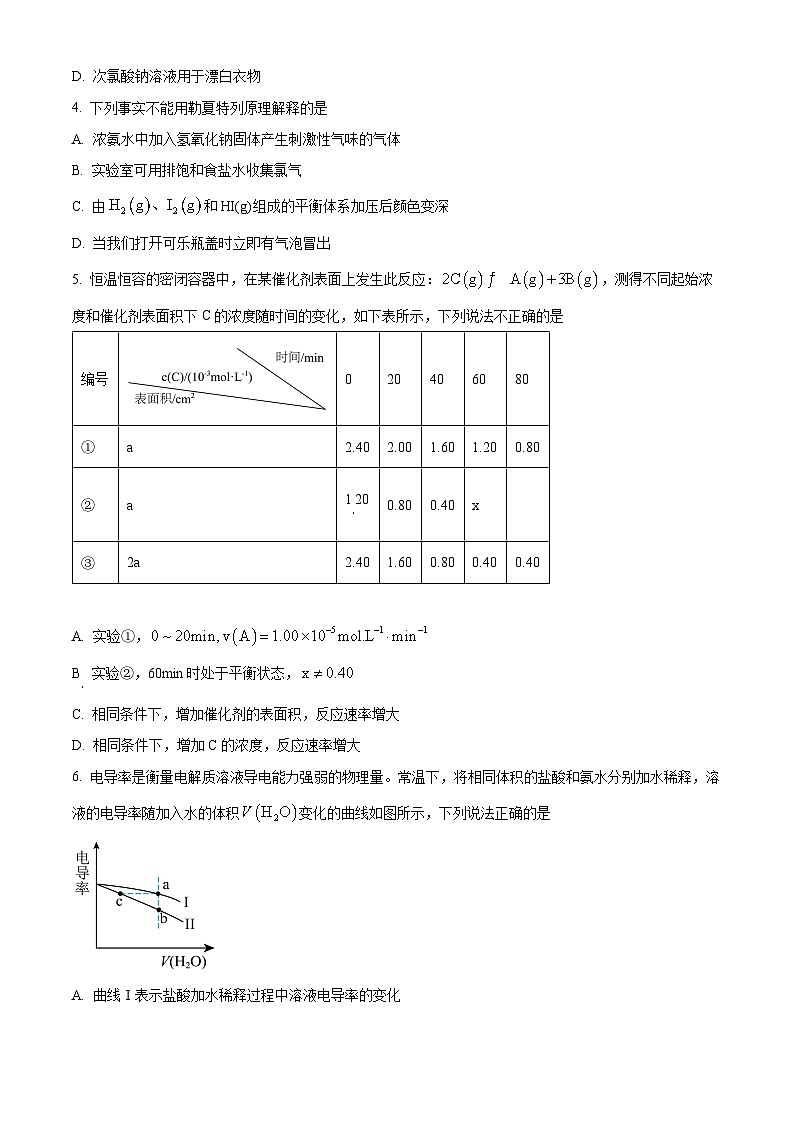 重庆市名校联盟2024-2025学年高二上学期11月期中化学试题 Word版无答案第2页
