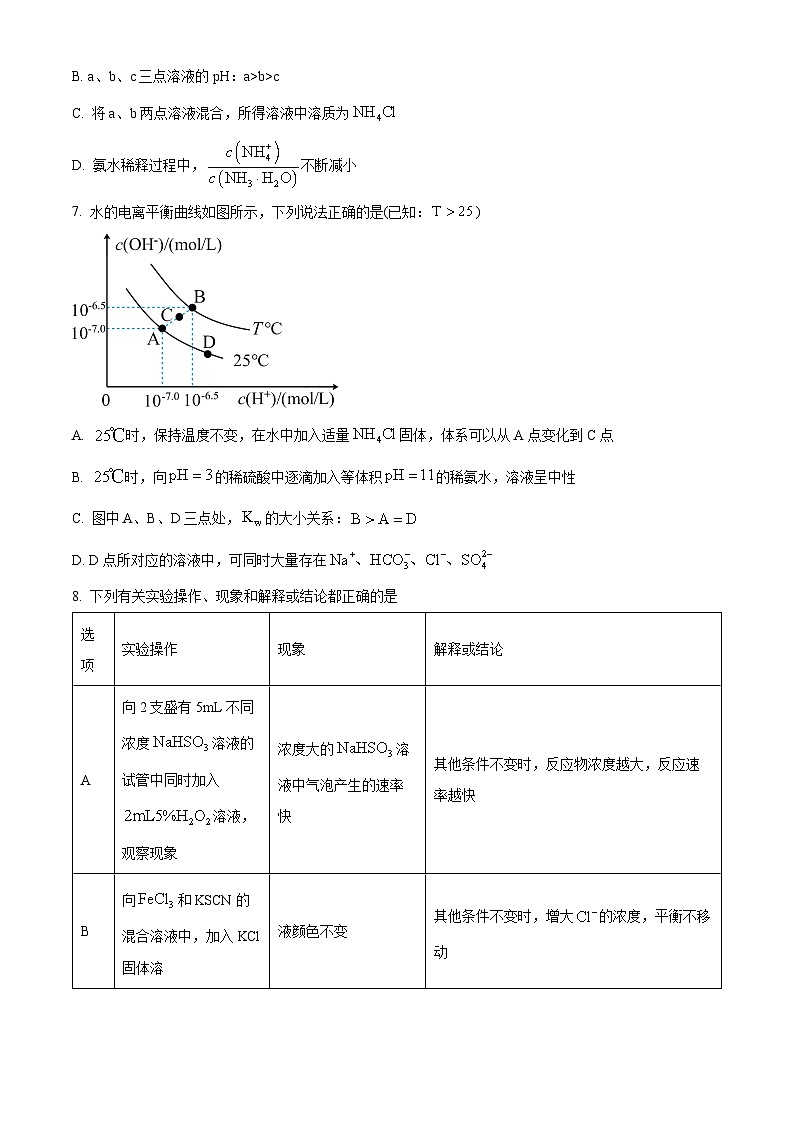 重庆市名校联盟2024-2025学年高二上学期11月期中化学试题 Word版无答案第3页
