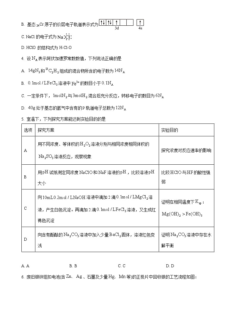 四川省眉山市2023-2024学年高二上学期期末考试化学试题 Word版无答案第2页