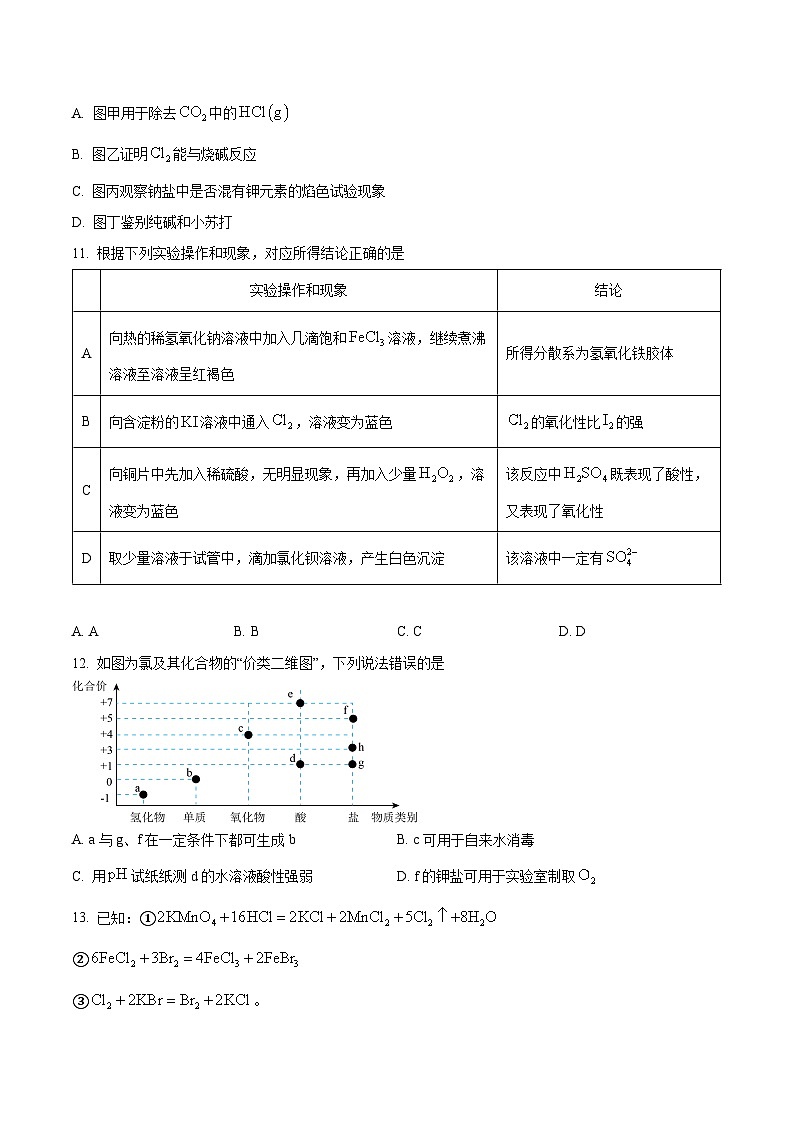 四川省泸州高级中学2024-2025学年高一上学期期中考试化学试题 Word版无答案第3页