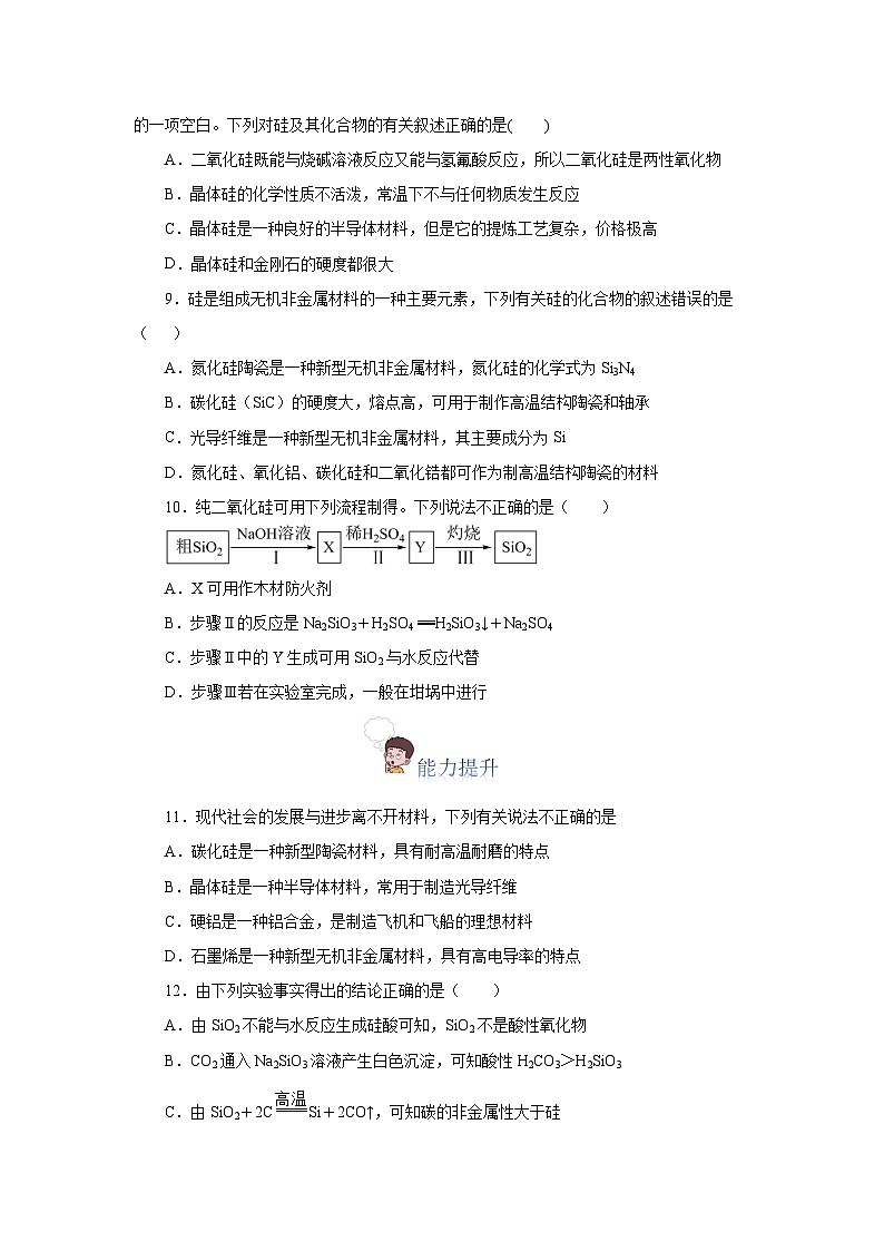 人教版（2019）高中化学必修二5.3 无机非金属材料 分层练习（原卷）第2页