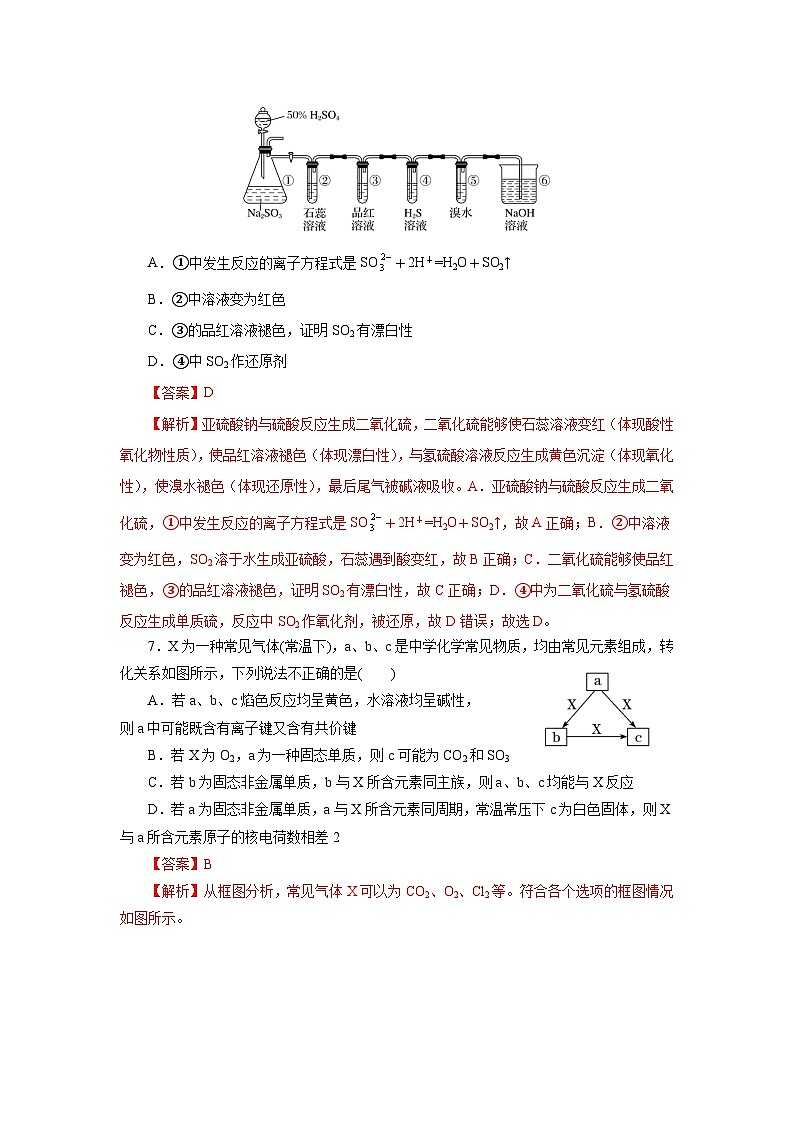 人教版（2019）高中化学必修二5.1.4 硫及其化合物—不同价态含硫物质的转化 分层练习（解析卷）第3页