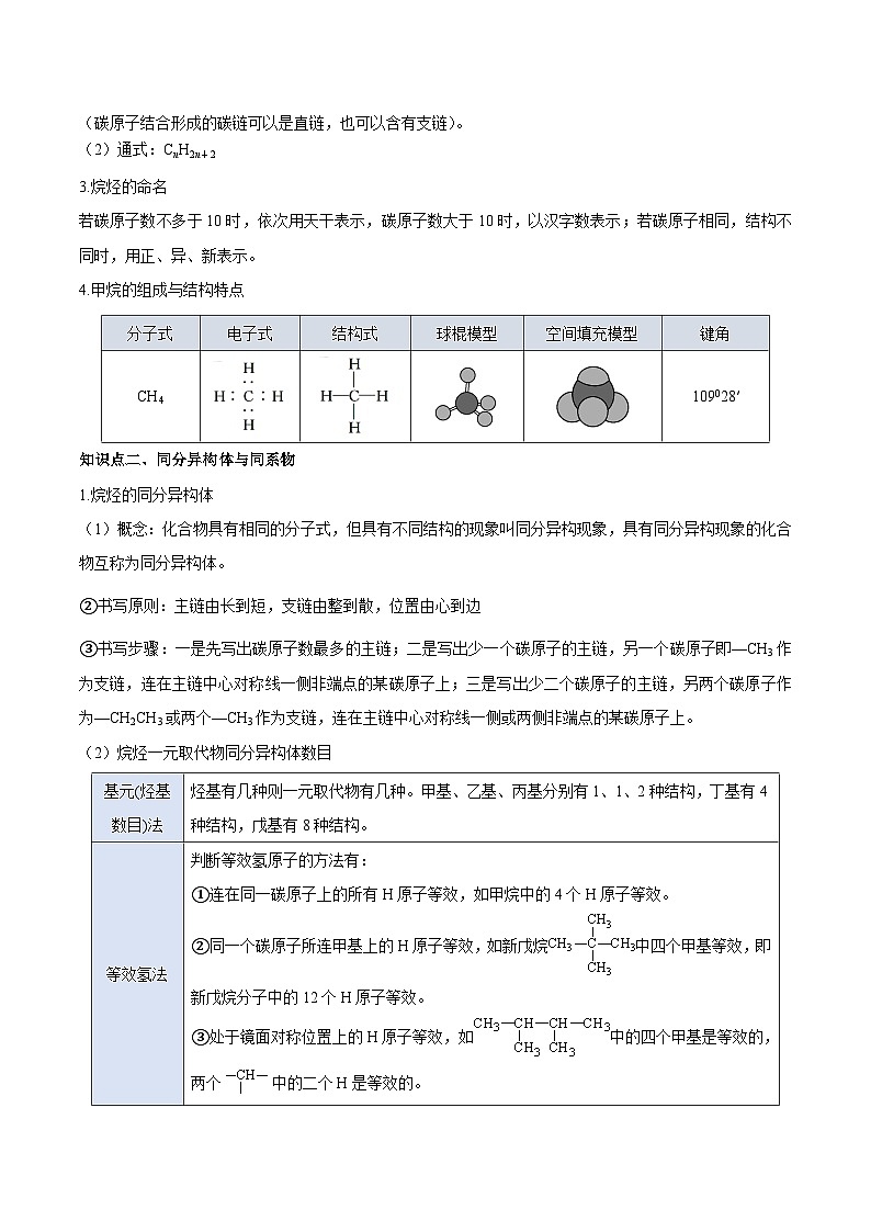 人教版（2019）高中化学必修二第七章 有机化合物 单元知识清单第3页