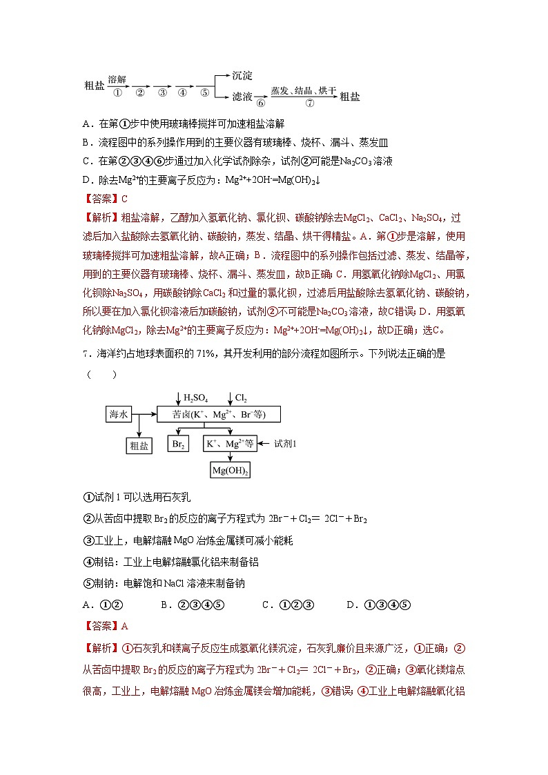 人教版（2019）高中化学必修二8.1.2 海水资源的开发利用 分层练习（解析卷）第3页