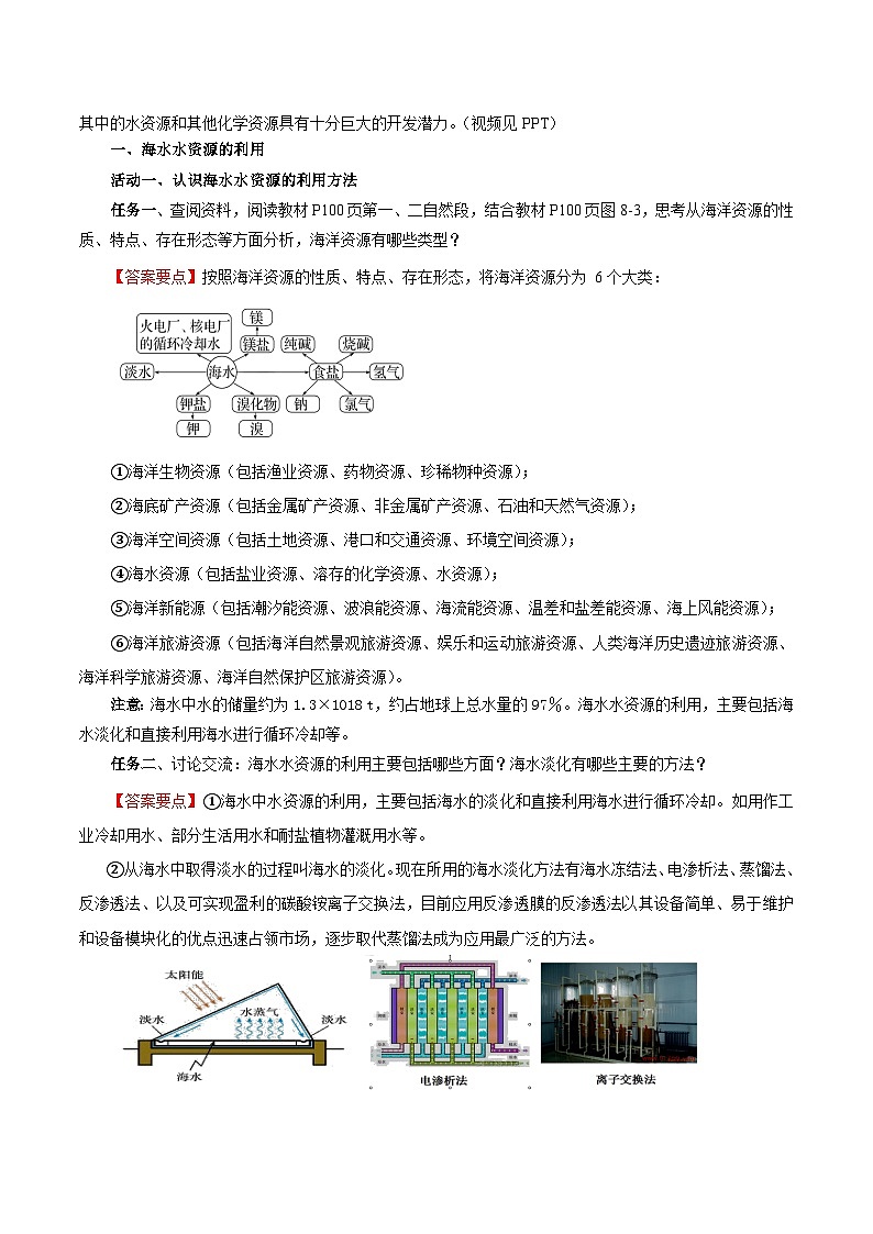 人教版（2019）高中化学必修二8.1.2 海水资源的开发利用 导学案（解析卷）第2页