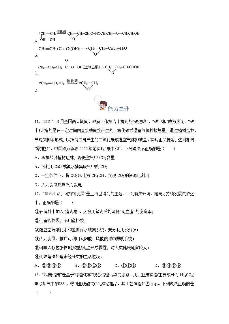 人教版（2019）高中化学必修二8.3 环境保护与绿色化学 分层练习（原卷）第3页