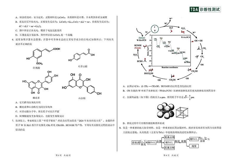 福建省福州格致中学中学生标准学术能力诊断性测试2024-2025学年高三上学期12月月考化学试题第2页