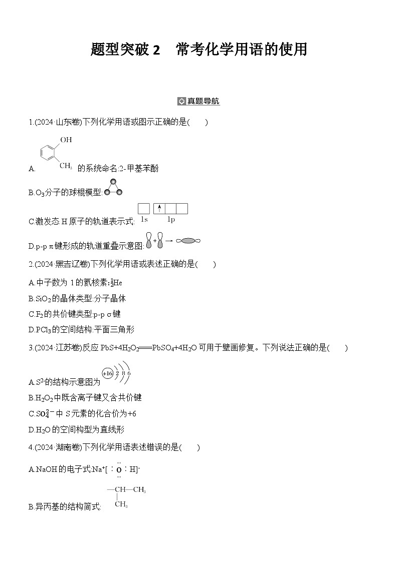 题型突破2　常考化学用语的使用   练习（含解析）第1页
