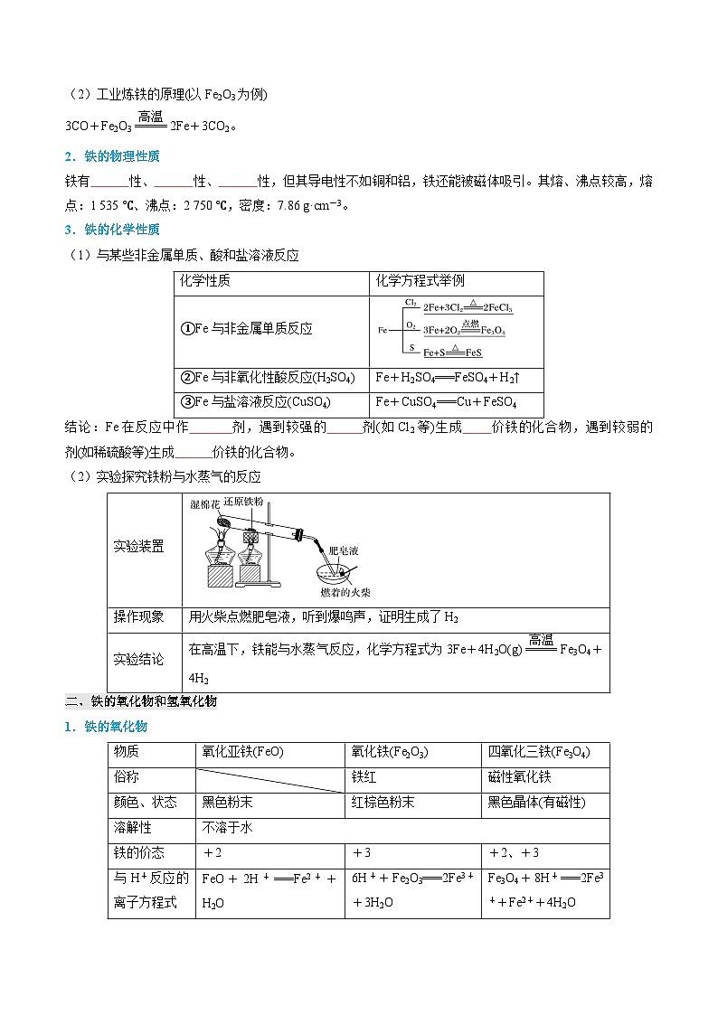 【寒假专题训练】人教版 高中化学 必修1 高一寒假 专题训练 专题03 铁  金属材料（原卷版）第2页