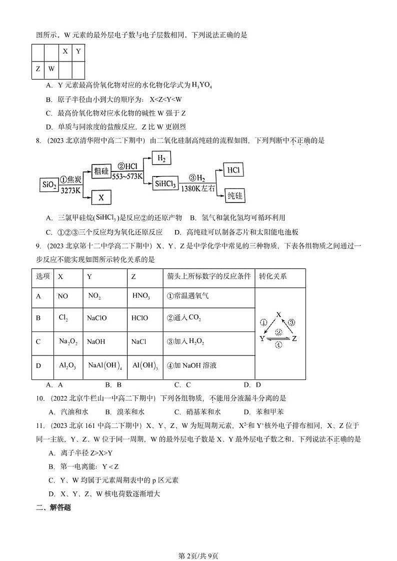 2022-2024北京重点校高二（下）期中真题化学汇编：原子结构 元素周期律章节综合（鲁科版）第2页