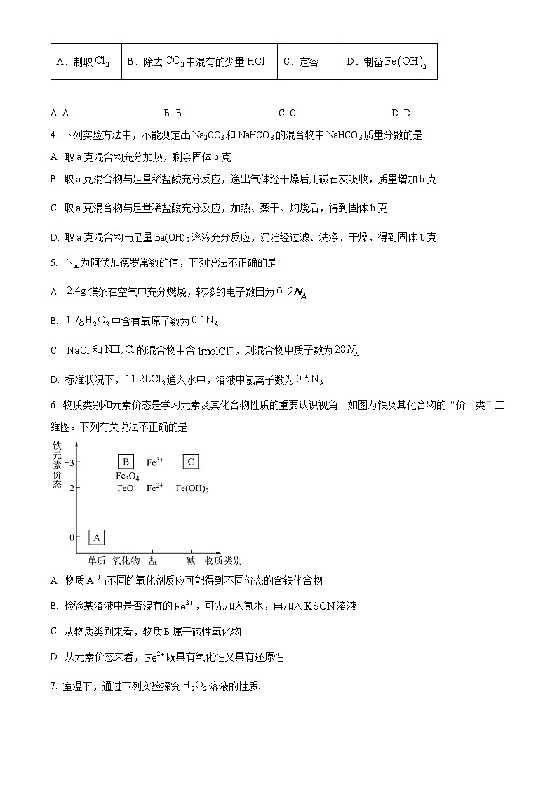 河南省信阳市第二高级中学2024-2025学年高一上学期教学质量监测 化学试题第2页
