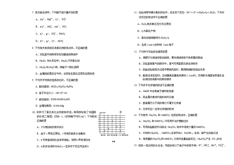 辽宁省葫芦岛市2023-2024学年高一上学期期末学业质量监测化学试卷第2页