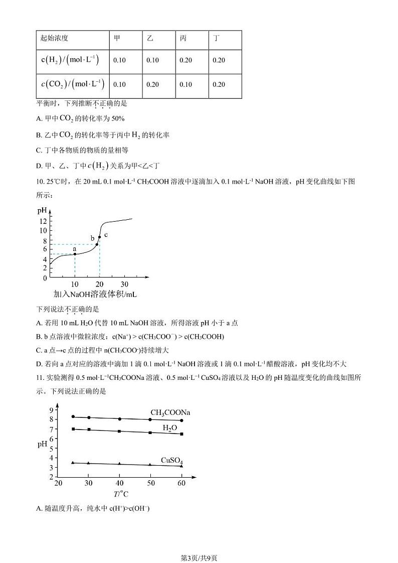 2023北京朝阳外国语学校高二（上）期中化学试卷第3页