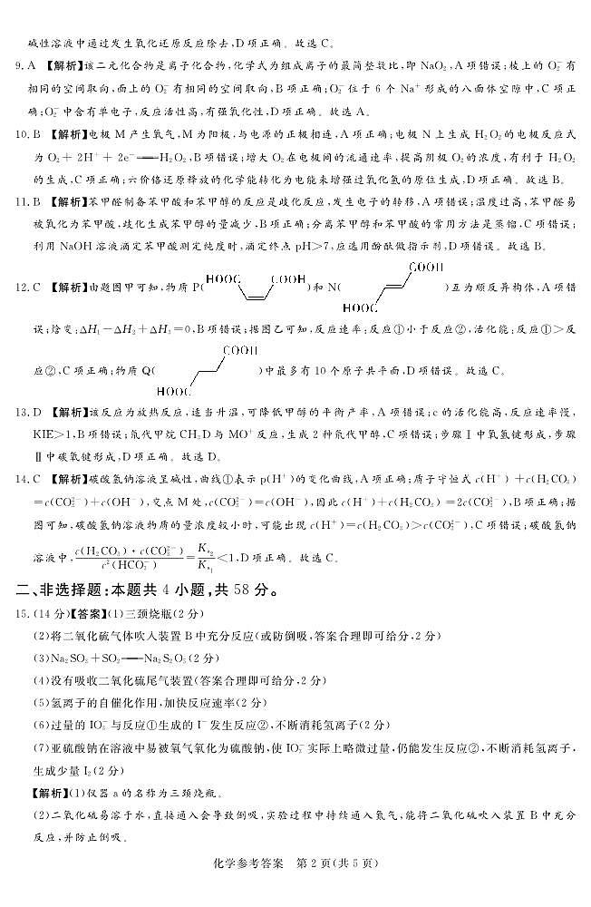 24.12高三化学参考答案及评分细则补充(1)第2页