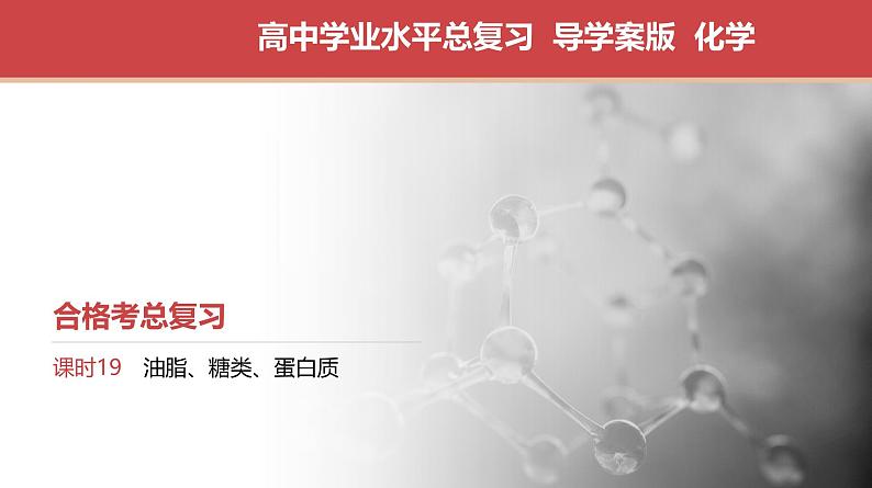 2025年高中化学学业水平总复习  课时19　油脂、糖类、蛋白质  课件第1页