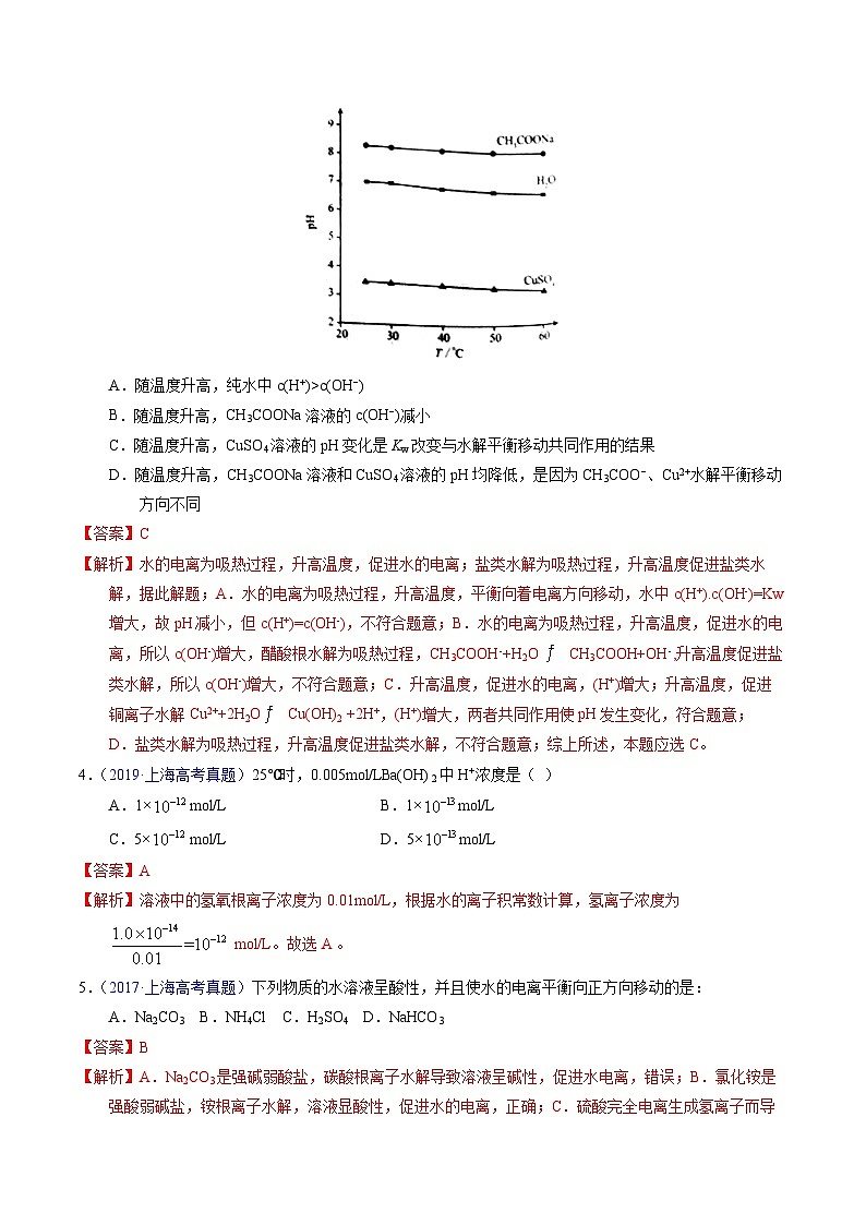 十年高考化学真题（2014-2023）分项汇编专题59水的电离与溶液的pH（Word版附解析）第2页