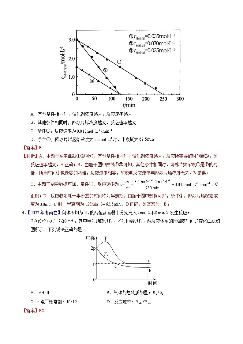 十年高考化学真题（2014-2023）分项汇编专题56化学反应速率与平衡图像问题相关练习（Word版附解析）第3页