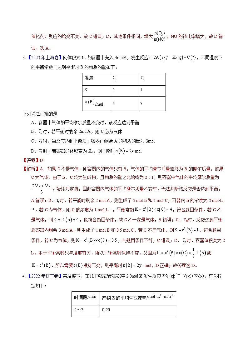 十年高考化学真题（2014-2023）分项汇编专题55化学平衡常数及计算（Word版附解析）第2页